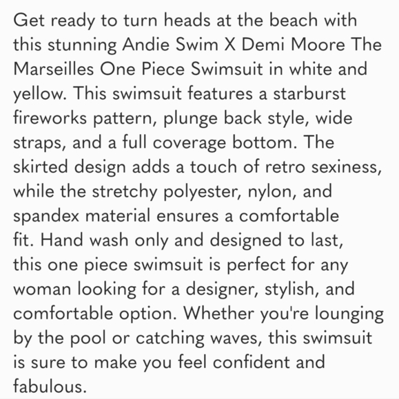 New! Andie Swim X Demi Moore The Marseilles One Piece White Fireworks Si… - Picture 2 of 5